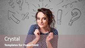  Presentation with cute doodles - Slide set enhanced with icon set - cute young girl with question background and a coral colored foreground