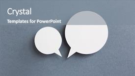  Presentation with bubble - PPT theme featuring icon set - paper speech bubble on grey background and a gray colored foreground