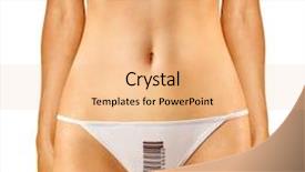  Presentation with barcode - Cool new PPT theme with icon set - part of woman which is backdrop and a coral colored foreground