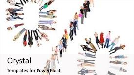  Presentation with percent - Colorful slide deck enhanced with icon silhouette - crowd symbol percent backdrop and a  colored foreground