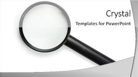  Presentation with magnifying glass - Colorful PPT theme enhanced with icon style magnifying glass isolated backdrop and a white colored foreground