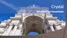  Presentation with triumphal arch and champs elysees - Beautiful PPT theme featuring iconic augusta street triumphal arch backdrop and a teal colored foreground