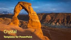  Presentation with national - Presentation theme having iconic delicate arch in arches national park scenic landscape view red orange rock background and a tawny brown colored foreground