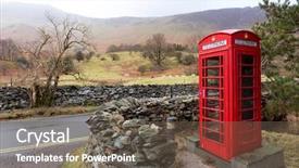  Presentation with telephone mobile - Audience pleasing PPT theme consisting of iconic english telephone box backdrop and a gray colored foreground