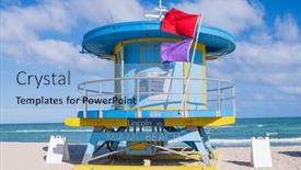  Presentation with miami beach - Presentation featuring iconic-lifeguard-tower-on-miami background and a light blue colored foreground