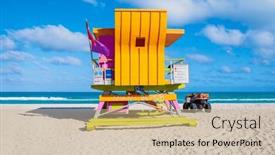  Presentation with miami beach - Presentation enhanced with iconic-lifeguard-tower-on-miami background and a coral colored foreground