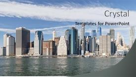  Presentation with brooklyn - Presentation theme with iconic-nyc-skyline-viewed background and a light blue colored foreground