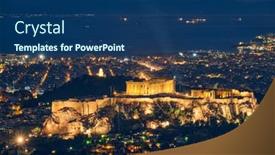  Presentation with temple - Amazing slide set having iconic-parthenon-temple backdrop and a ocean colored foreground