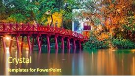  Presentation with vietnam hanoi - Slides consisting of iconic red bridge in hanoi background and a tawny brown colored foreground