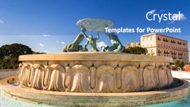  Presentation with malta - Beautiful theme featuring iconic-triton-fountain-in-front backdrop and a teal colored foreground