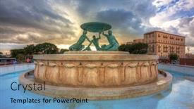  Presentation with city - Amazing slide deck having iconic-triton-fountain-in-front backdrop and a coral colored foreground