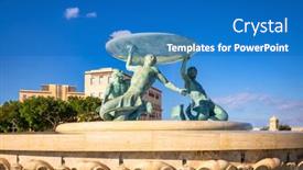  Presentation with city - PPT layouts featuring iconic-triton-fountain-in-front background and a teal colored foreground