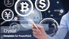  Presentation with mobile technology - Colorful presentation theme enhanced with icons and hand holding phone backdrop and a  colored foreground