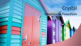  Presentation with australia melbourne - Cool new presentation theme with icons architecture - beachside at brighton - melbourne backdrop and a light blue colored foreground
