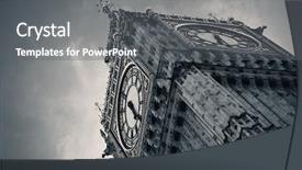  Presentation with london - Slide deck having icons architecture - big ben closeup in london background and a gray colored foreground