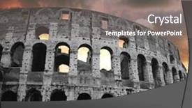  Presentation with rome - Cool new PPT theme with icons architecture - iconic the legendary coliseum backdrop and a gray colored foreground
