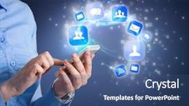  Presentation with application - Amazing presentation theme having icons concept modern communication technology backdrop and a ocean colored foreground