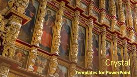  Presentation with russia - PPT theme featuring icons-in-the-cathedral background and a tawny brown colored foreground