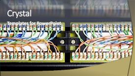  Presentation with telephone cabling patch panel - Audience pleasing presentation theme consisting of ict - detail of utp cables unshielded backdrop and a gray colored foreground