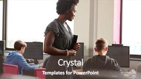  Presentation with high school students - Theme enhanced with ict - female teacher supervising line background and a tawny brown colored foreground