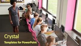  Presentation with high voltag line - Colorful presentation theme enhanced with ict - female teacher supervising line backdrop and a tawny brown colored foreground