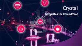  Presentation with smart city technology - Slide deck with ict - smart city network and bridge background and a navy blue colored foreground