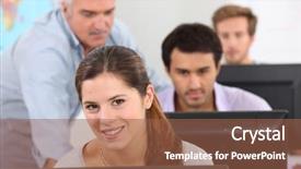  Presentation with technology students - Theme consisting of ict - teacher lesson at students technology background and a tawny brown colored foreground