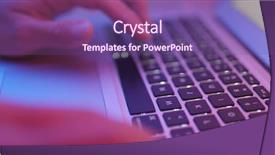  Presentation with keyboard - Colorful presentation design enhanced with ict - typing on laptop computer keyboard backdrop and a violet colored foreground