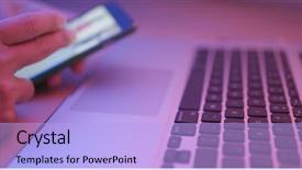  Presentation with cyber stalking computer laptop suffering - Colorful presentation design enhanced with ict - using cellphone with laptop computer backdrop and a light blue colored foreground