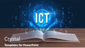  Presentation with digital book - Colorful PPT layouts enhanced with ict-inscription-coming-out backdrop and a tawny brown colored foreground