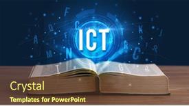  Presentation with digital book - Audience pleasing slides consisting of ict-inscription-coming-out backdrop and a tawny brown colored foreground