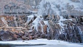  Presentation with winter river - Cool new PPT theme with icy-cliff-on-a-canyon backdrop and a light blue colored foreground
