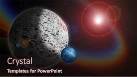  Presentation with moon - Beautiful theme featuring icy-planet-with-water-moon backdrop and a wine colored foreground