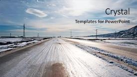  Presentation with mountains - Presentation with icy road - high mountains under snow background and a light blue colored foreground
