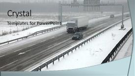 Presentation with traffic road - Slide deck featuring icy road - highway traffic in heavy snowfall background and a light gray colored foreground
