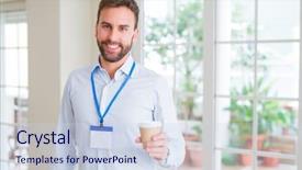  Presentation with coffee cup - PPT layouts enhanced with id - handsome business man wearing id background and a sky blue colored foreground