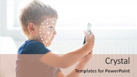  Presentation with face recognition - Presentation theme consisting of id - kid using face id recognition background and a coral colored foreground