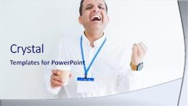  Presentation with business man climbs up to the top of 3d success stairs steps - PPT theme with id - middle age business man wearing background and a sky blue colored foreground