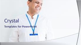  Presentation with business card - Slide deck consisting of id - middle age business man wearing background and a sky blue colored foreground