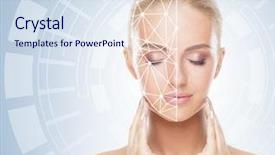  Presentation with face recognition - Beautiful presentation design featuring id security facial recognition future backdrop and a sky blue colored foreground