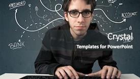  Presentation with hacker white - PPT theme having id theft - young dangerous hacker with white background and a dark gray colored foreground