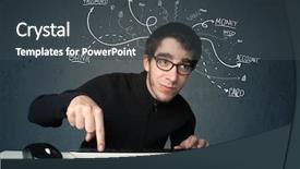  Presentation with hacker white - Audience pleasing theme consisting of id theft - young dangerous hacker with white backdrop and a dark gray colored foreground