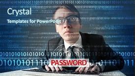  Presentation with password - Colorful slide deck enhanced with id theft - young geek hacker stealing password backdrop and a ocean colored foreground
