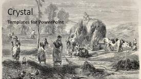  Presentation with journal - Audience pleasing PPT theme consisting of idade antiga - haymaking in auvergne old illustration backdrop and a light gray colored foreground