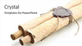  Presentation with old scroll - Presentation theme enhanced with idade antiga - old scroll isolated on white background and a  colored foreground