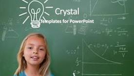  Presentation with pupil - Presentation theme having idea and innovation graphic against cute pupil holding chalk background and a gray colored foreground