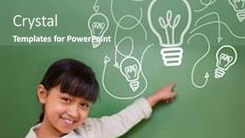  Presentation with pupil - Beautiful slide set featuring idea and innovation graphic against cute pupil pointing backdrop and a seafoam green colored foreground