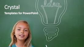  Presentation with pupil - Presentation theme featuring idea and innovation graphic against cute pupil holding chalk background and a gray colored foreground