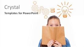  Presentation with pupil - Presentation theme with idea and innovation graphic against cute pupil reading background and a sky blue colored foreground