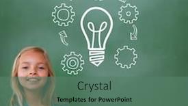  Presentation with pupil - Colorful PPT theme enhanced with idea and innovation graphic against cute pupil smiling backdrop and a ocean colored foreground